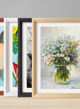 简约木质相框挂墙4K8画框空框装裱海报16寸20照片a34拼图框架定制