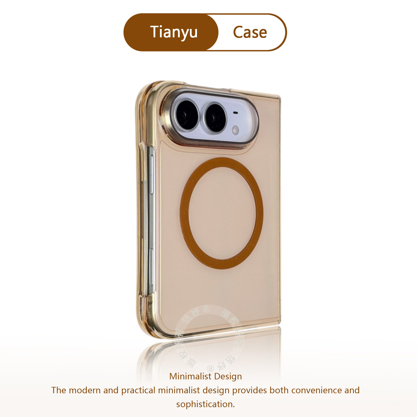 恬妤 ins风简约透明香槟金磁吸适用于iPhoneDuo折叠屏手机壳新款苹果duo前框阔直板防摔保护套高级感情侣商务