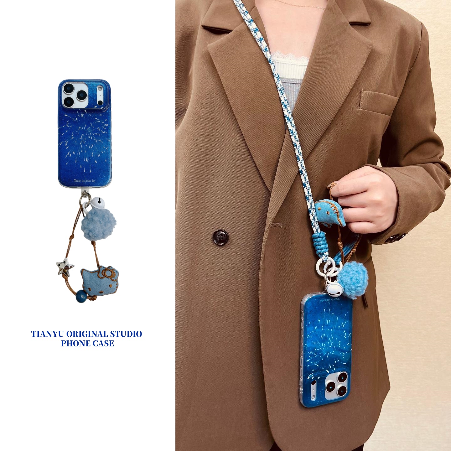 iphone系列梦幻蓝色烟花手机壳