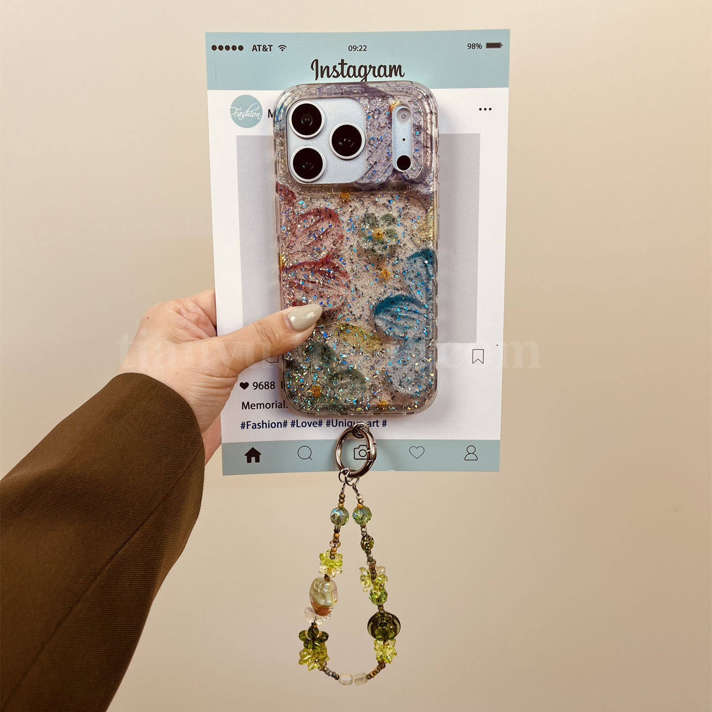 恬妤 复古油画闪粉花朵适用于iphone17promax手机壳苹果16pro新中式链条13唯美15pro防摔外壳14文艺14pm手拎,3C数码配件,手机保护套/壳,淘宝优惠券,粉丝福利购,淘宝优惠卷