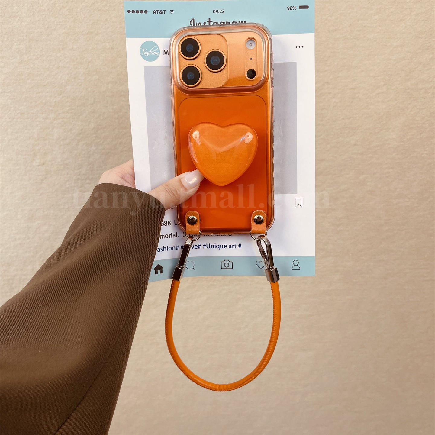 iphone系列高级橙爱心支架手机壳