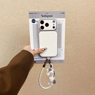 恬妤 高级感白色皮纹小马挂件适用于iphone17promax手机壳苹果16pro复古15马年新款13挂绳17精孔全包14promax