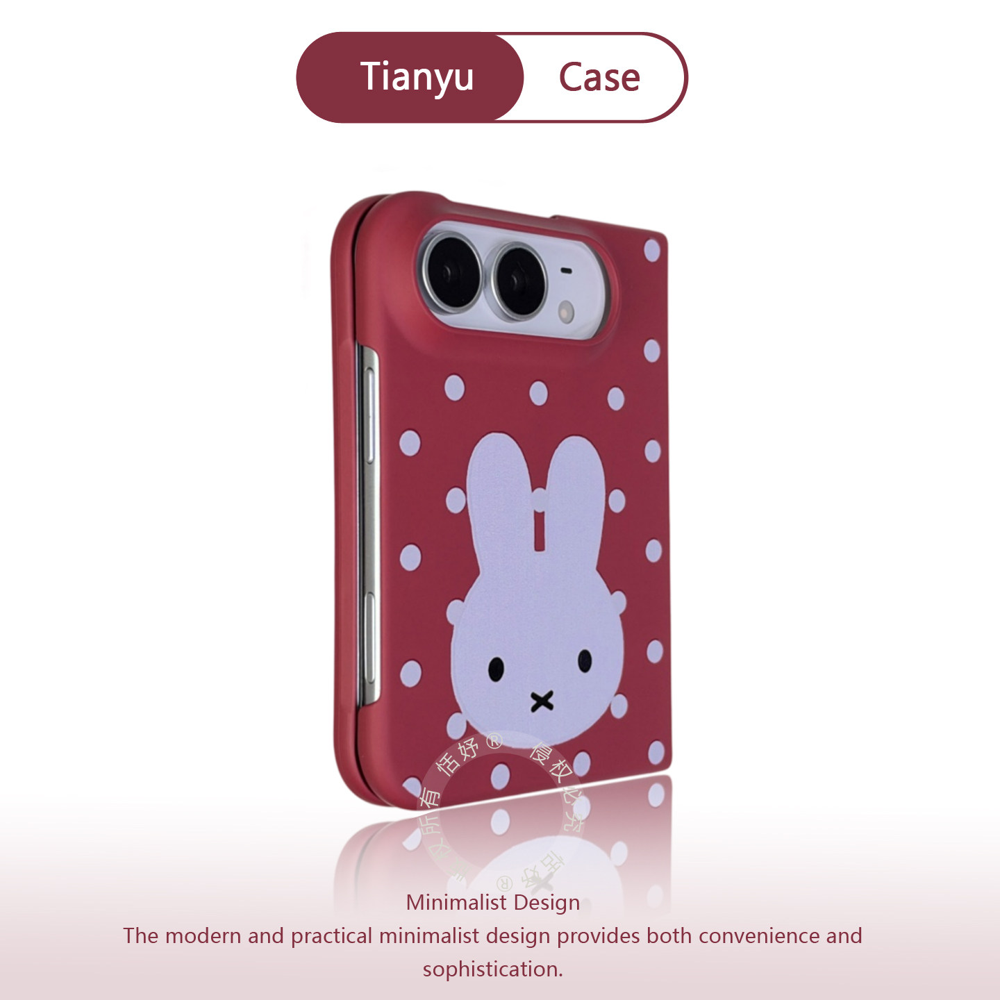 恬妤 少女心可爱波点兔子头像适用于iPhoneDuo折叠屏手机壳新款带前框阔直板苹果duo防摔保护套甜美韩系小众