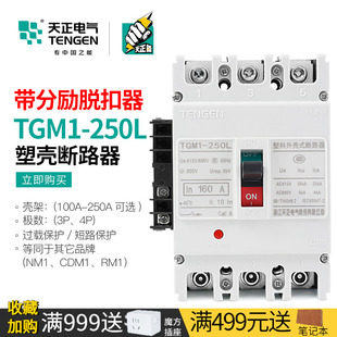 天正塑壳断路器带消防分励脱扣器TGM1-250L/3310远程强切160A200A