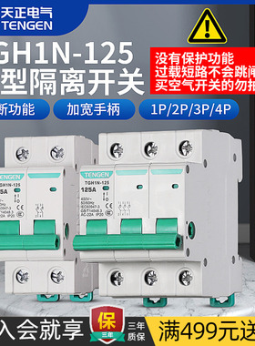 天正 TGH1N-125小型隔离开关电闸1P2P3P4P刀闸开关32A63A100A125A