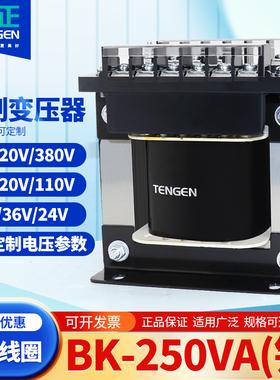 TENGEN天正电气BK-250VA交流380 220变220 110 24V单相隔离变压器