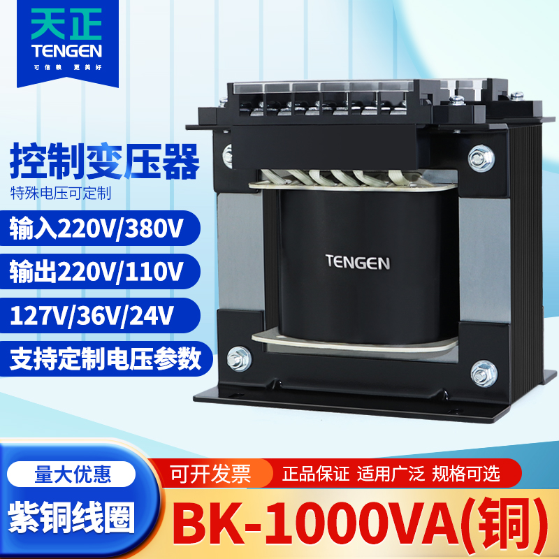 天正BK-1000VA全铜变压器单相380V变220V 36 24V设备隔离控制电源-封面