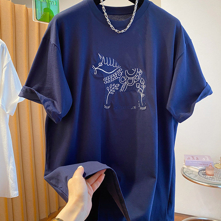 胖妹妹大码200斤重工小马刺绣磨毛内搭显瘦短袖T恤女早春休闲上衣,女装/女士精品,T恤,淘宝优惠券,粉丝福利购,淘宝优惠卷