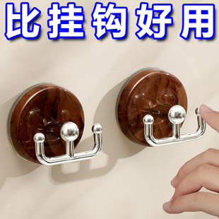 胡桃木纹吸盘挂钩衣服挂衣架中古风免打孔门后卫生间厨房浴室粘钩