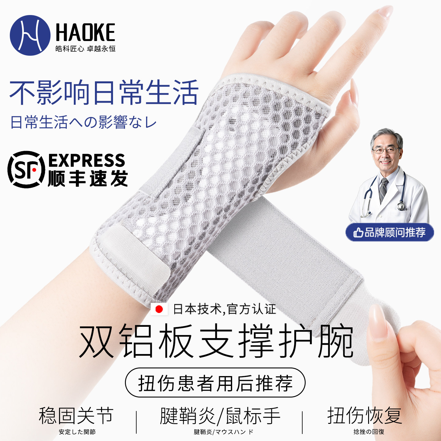 护腕手腕扭伤腱鞘疼骨折支具关节劳损恢复套男女腕管综合症固定器