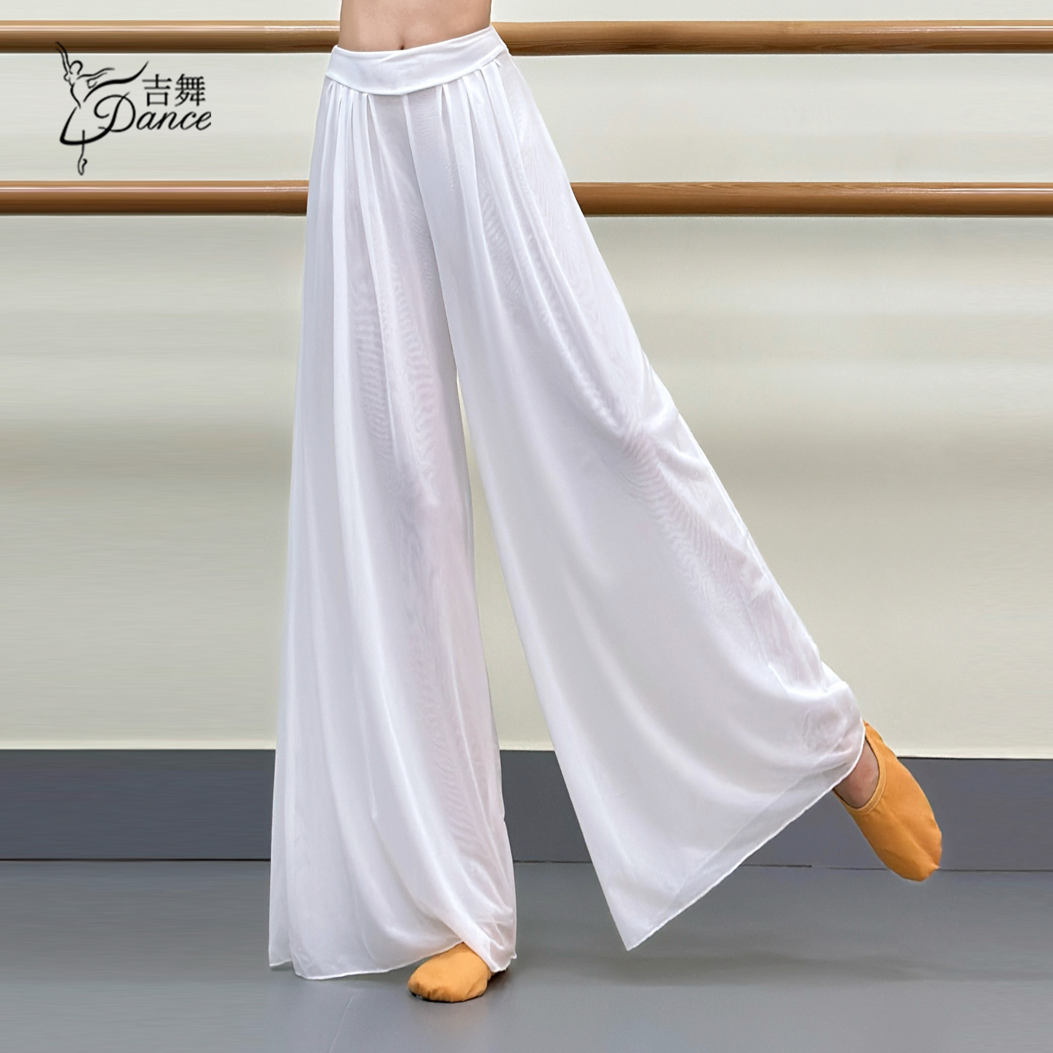 吉舞白色舞蹈裤女练功裤