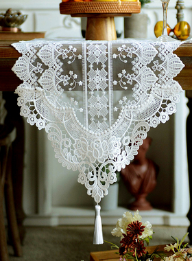新款蕾丝桌旗轻奢镂空茶几餐桌盖布长条桌布五斗柜电视柜防尘盖巾