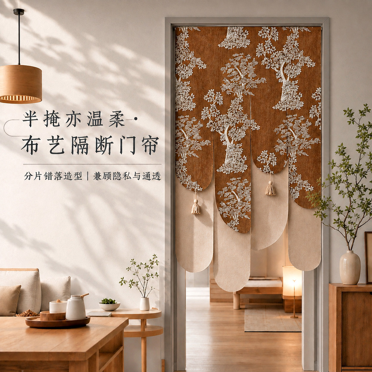 中古风免打孔隐私隔断门帘图片