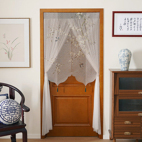 中式门帘四季通用冬季装饰印花帘