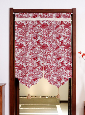 红色门帘轻奢家用隔断帘厨房卧室客厅装饰卫生间免打孔新年遮挡帘