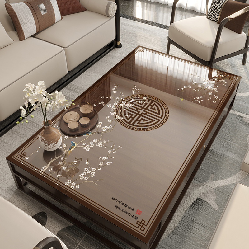 新中式pvc餐桌垫透明软玻璃茶几垫家用印花防水防油防烫免洗桌布,居家布艺,茶几垫,淘宝优惠券,粉丝福利购,淘宝优惠卷