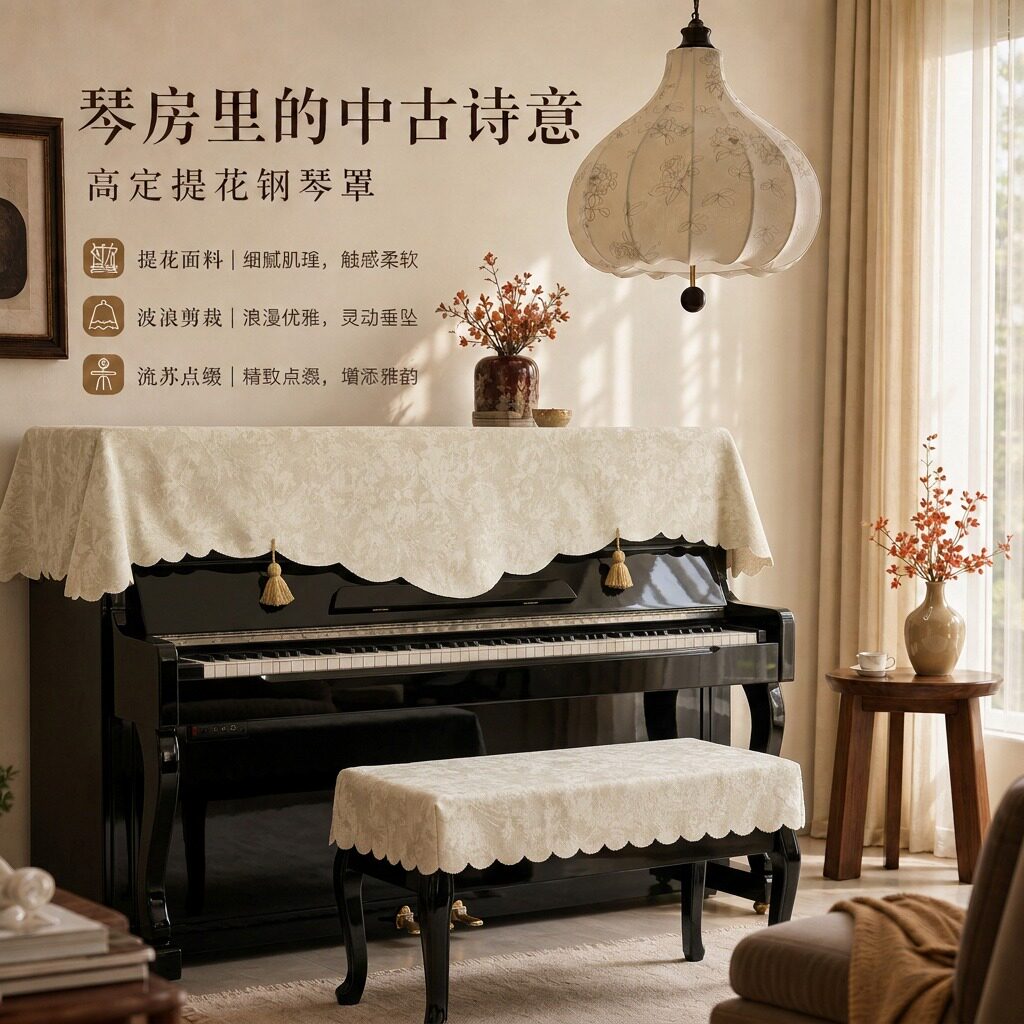 唐顿庄园钢琴罩盖布半罩防尘盖巾图片