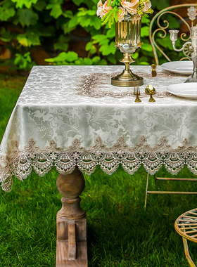 欧式蕾丝桌布长方形布艺茶几垫电视柜台布美式桌旗餐桌布椅垫套装