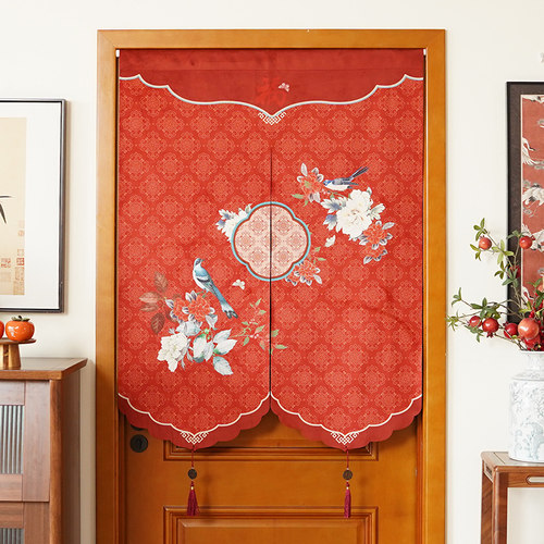 红色喜庆氛围超柔软绒布门帘