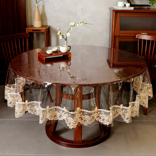 透明圆桌垫蕾丝防水防油免洗圆桌布餐桌垫桌面家用软玻璃pvc台布