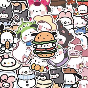 107张卡通绘画三丽鸥贴纸可爱小兔少女心搞怪贴画装 饰手机壳手账