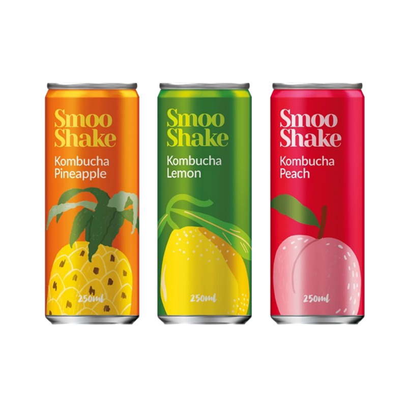 SmooShake英国进口康普茶水果气泡水饮料蜜桃柠檬菠萝口味250ml