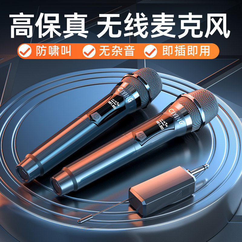 音箱无线话筒一拖二家用KTV唱歌户外舞台音响通用型手持K歌麦克风