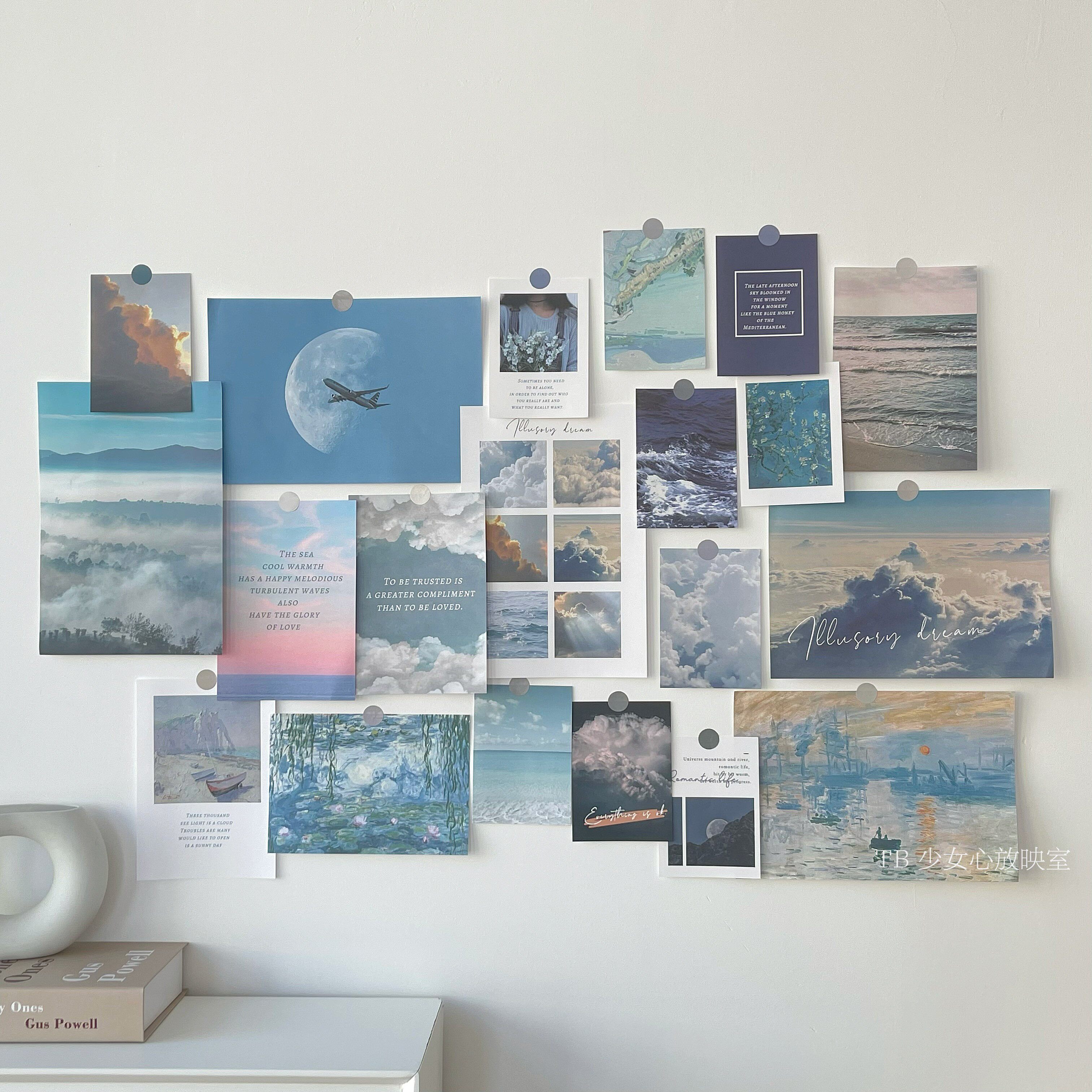 halfsugar 日系油画墙贴 艺术复古宿舍卧室背景墙面装饰卡片贴画