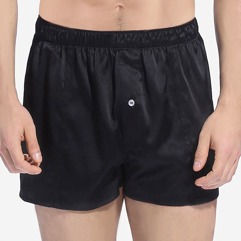 thumbnail for 19 Mommy Men's Silk Panties Seamless Boxers Solid Color 100 Mulberry Silk Sports Comfort Boxer Shorts