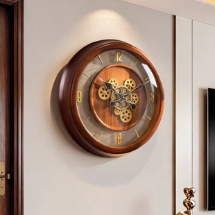 高级感齿轮挂钟艺术静音客厅家用钟表复古挂墙时钟2025新款 石英钟