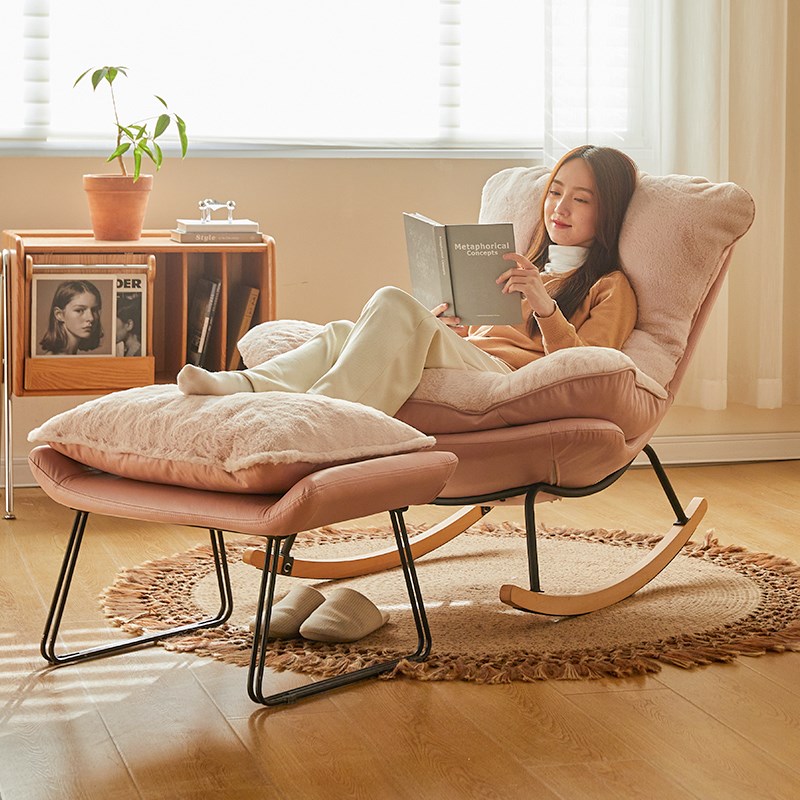 摇椅躺椅大人阳台家用休闲椅懒z人摇摇椅网红轻奢仿兔绒沙发椅客