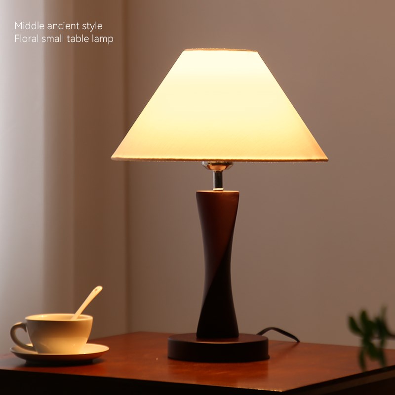 新中式简约现代实木台灯卧室床头灯D温馨家用书桌中古氛围民宿调