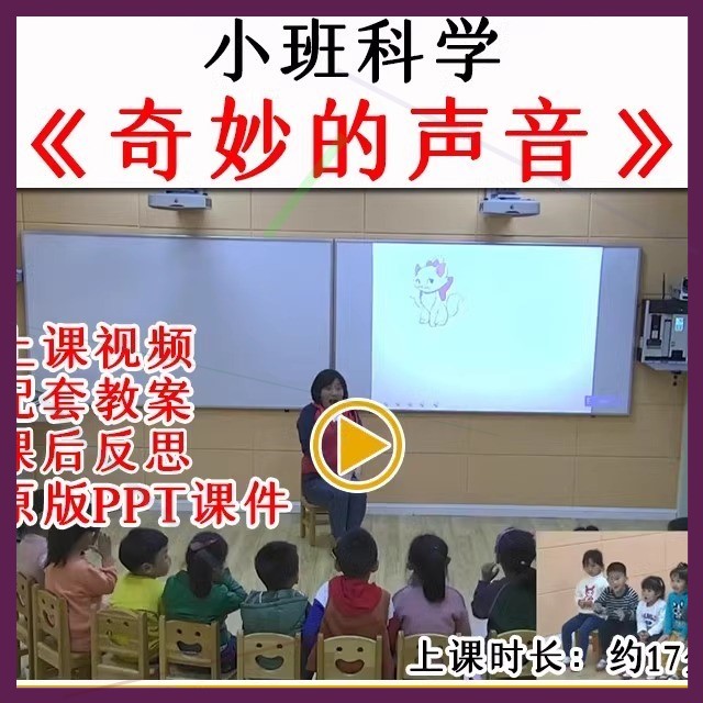 幼儿园幼师优质公开课小班科学活动奇妙的声音视频教案课件ppt.