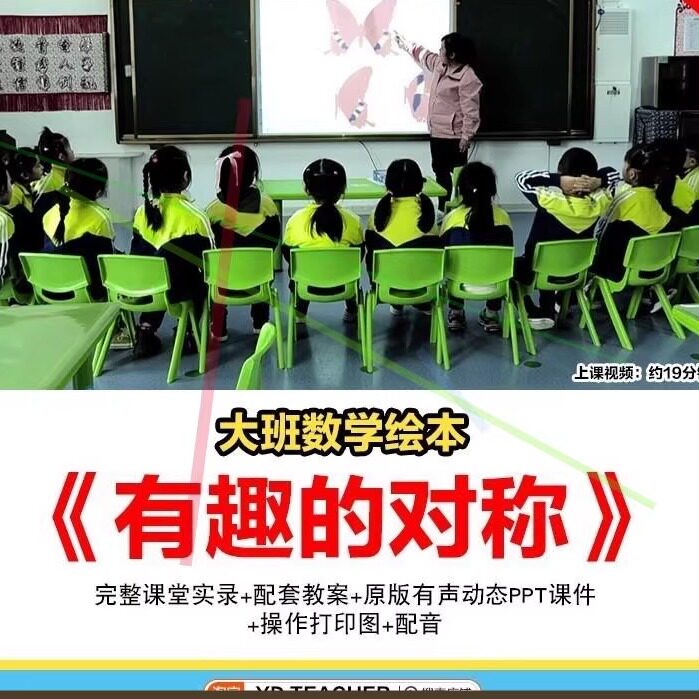 幼儿园优质公开课大班数学绘本有趣的对称课件ppt教案比赛视频新