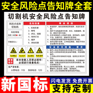 切割机岗位安全风险点告知牌告知卡风险辨识告知牌岗位明白卡仓库工厂消防安全标识牌警示牌标志牌PVC定做
