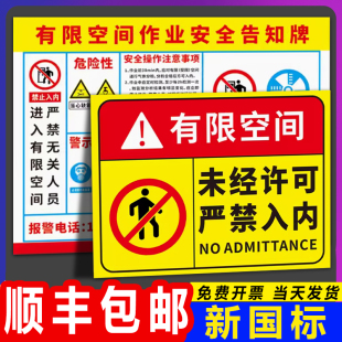 有限空间安全告知牌警示牌标识牌作业注意事项危害告知卡单独密闭受限空间警示标识周知卡禁止进入标志牌定制
