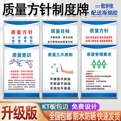 企业精益品质管理标语品质方针质量目标海报工厂车间文化宣传挂图PDCA 3A 3G管理看板展板墙贴安全生产标识牌