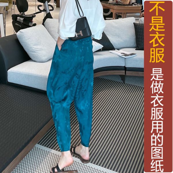 NS460秋季香云纱真丝提花中式阔腿裤纸样新款有褶长裤加工定制图