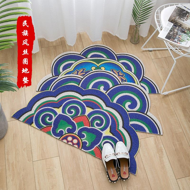 门厅半圆民族风地垫入户门口丝圈脚垫大门蹭土刮泥门垫-2+玄关