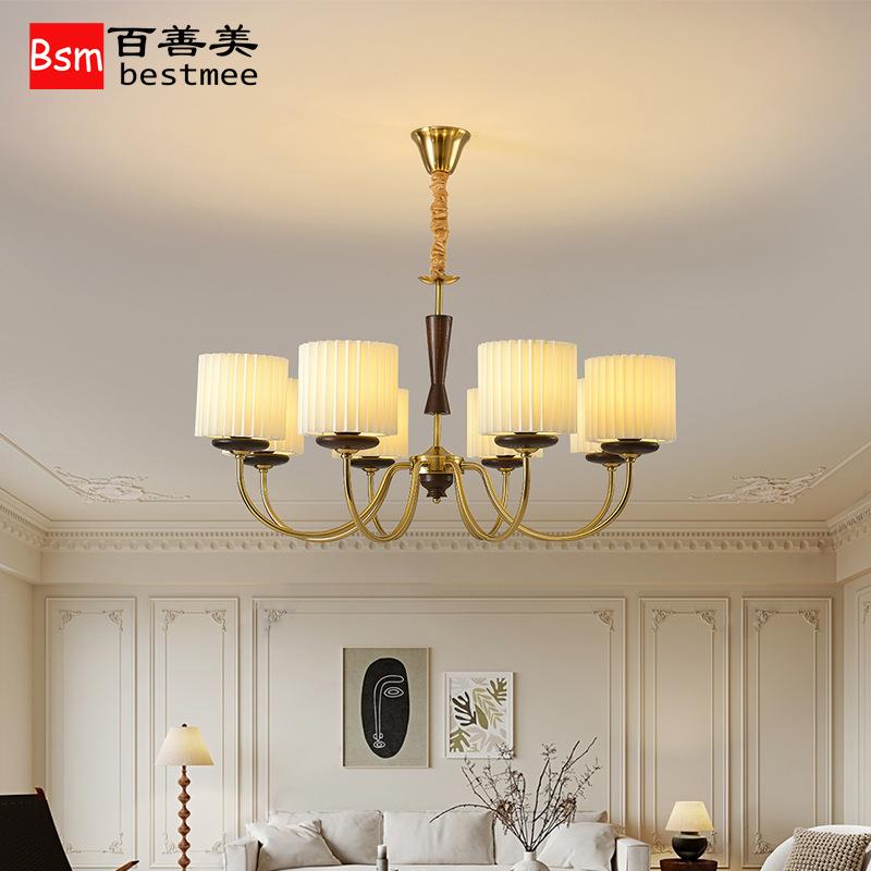 现代北欧客厅吊灯法式奶油风简约包豪斯主卧折叠罩中古餐厅创意灯