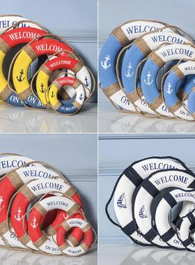 地中海风格泡沫救生圈挂式轮胎装饰酒吧橱窗背景壁饰墙壁复古泳圈