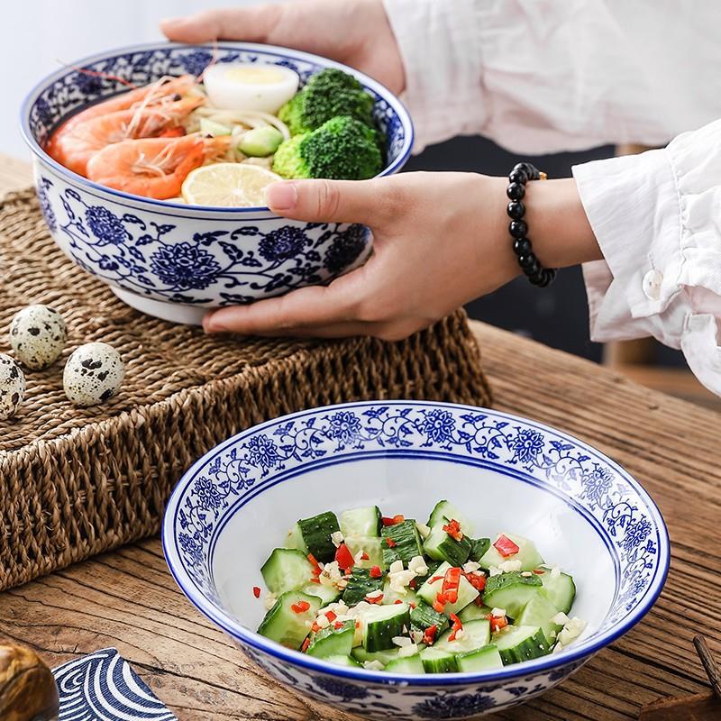 青花瓷兰州牛肉面碗汤碗斗笠碗螺蛳粉碗炸酱面碗商用面碗油泼北秦