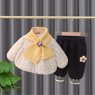 女童棉衣套装秋冬款2025新款洋气时髦加绒加厚儿童女宝宝冬装棉服