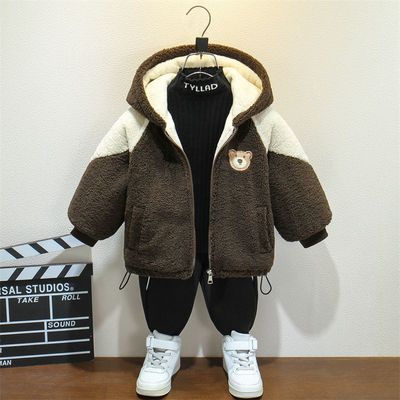 男童加绒加厚棉服2025秋冬新款时尚潮流可爱冬季超厚男童棉服