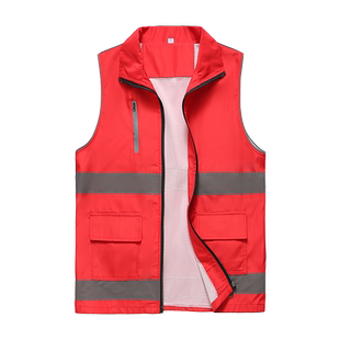 反光志愿者服务马甲红色工作服定做党员义工广告活动背心定制印字