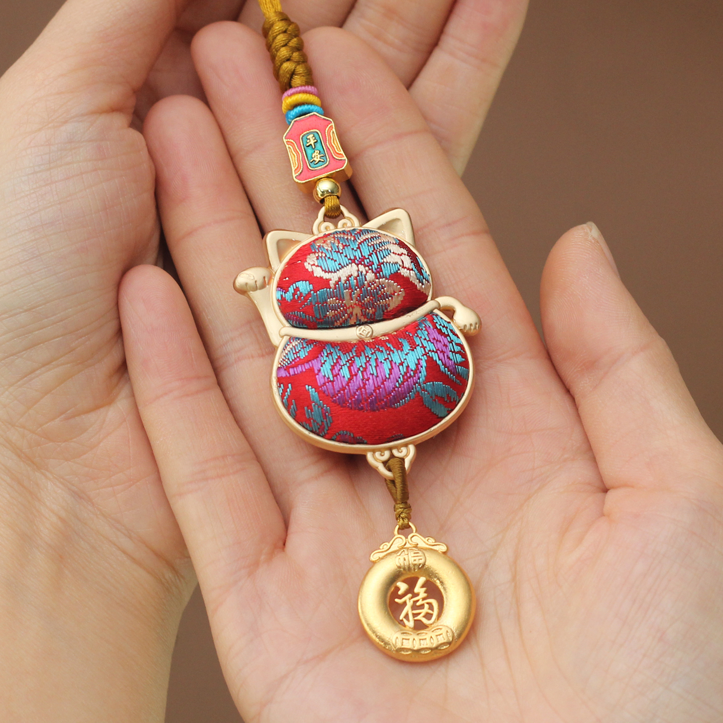 原创招财猫汽车挂件短款不挡屏幕