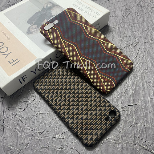 Fqo 适用于苹果7手机壳苹果7plus碳纤维纹理iPhone8Plus凯夫拉同款图案苹果se2浮雕三角纹SE3全包硬壳保护套