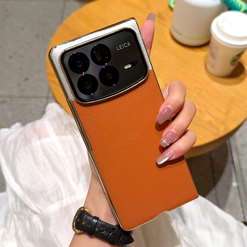 适用于小米MIXFold4手机壳大漠银月高级电镀金色皮套MIX Fold4折叠屏手机套个性时尚奢华简约超薄全包保护套