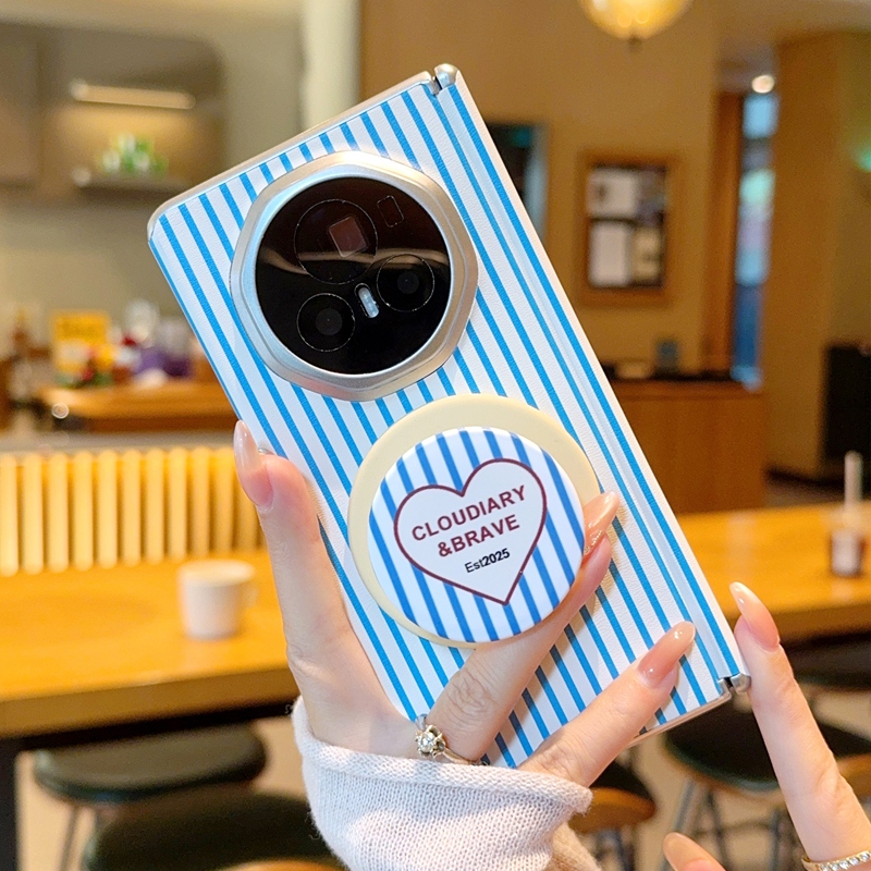 适用荣耀magicv3手机壳磁吸全包双中轴高级皮套格纹magicvs3折叠屏保护套奢华简约个性时尚全包防摔手机套