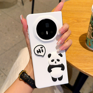 适用荣耀magicv3手机壳新款肤感白站立熊气泡Hi手机套magic v3折叠屏个性时尚奢华简约超薄全包防摔v3保护套